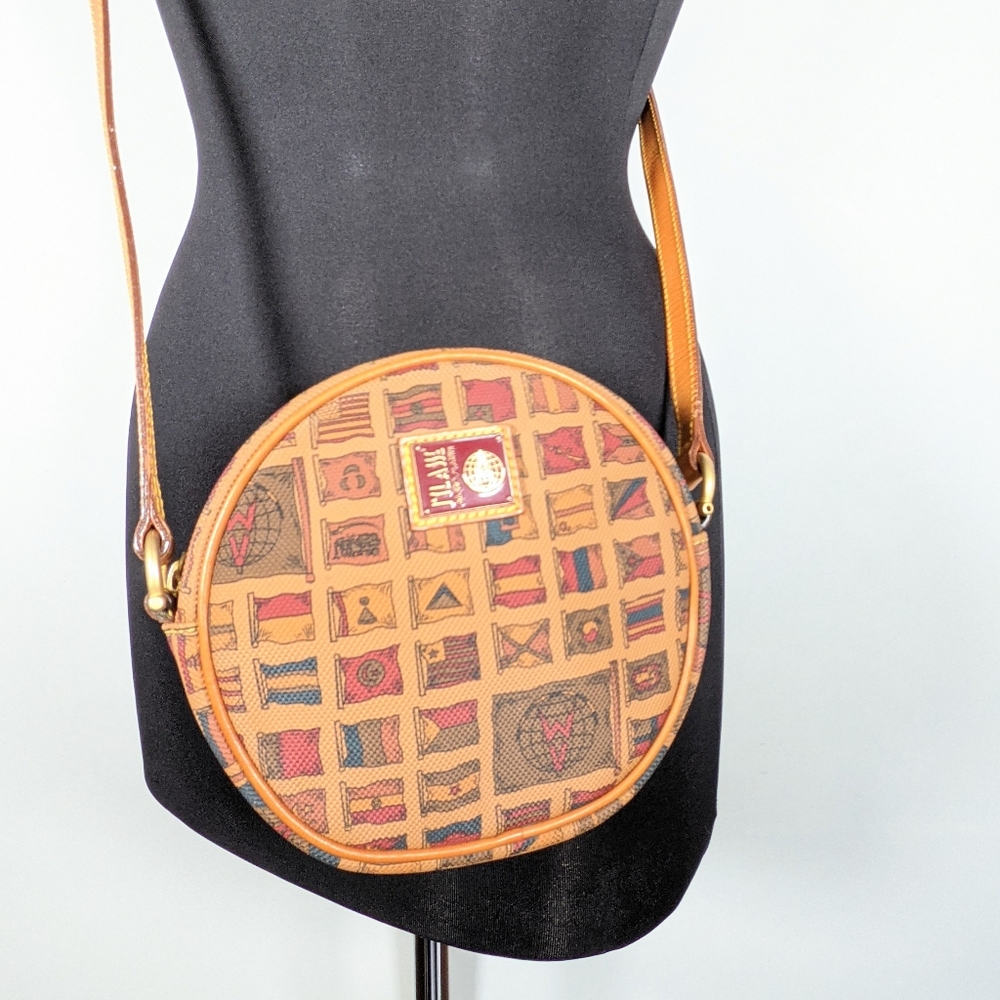 Rare vtg Alviero Martini flag round crossbody bag